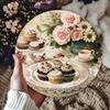Pc Vintage Pastry and Floral Design Aluminum Wall Art  X Inch Metal Sign with Lace and Cupcake Illustration Pewter Finish