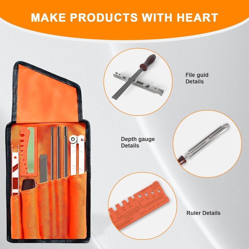 All-In-One Chainsaw Sharpening Kit Multi-purpose Universal Chainsaw Maintenance Kit Versatile Durable Chainsaw File Set
