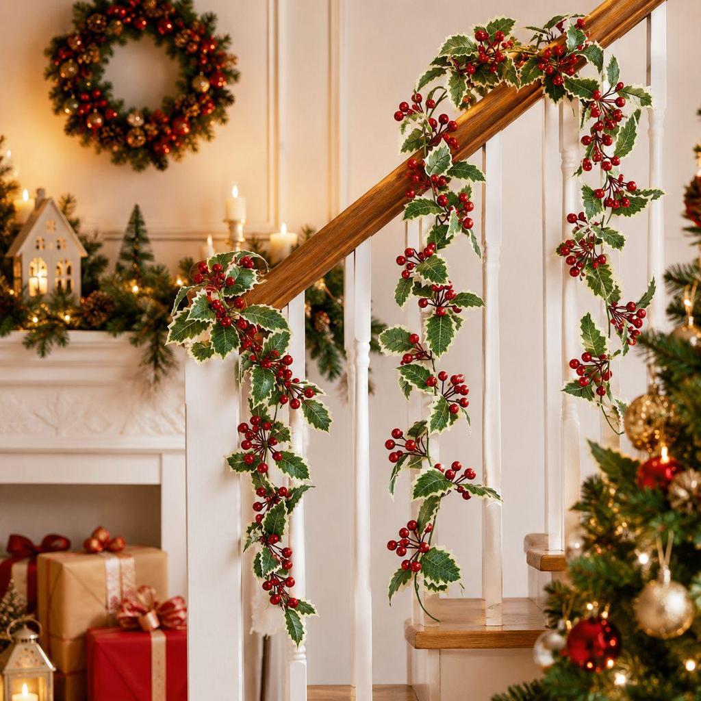 Red Berry Christmas Vine Home Decoration - Festive Party Garland