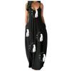 Women Fashion Large Size Print Sexy Deep V Sling Long Skirt Casual Dress