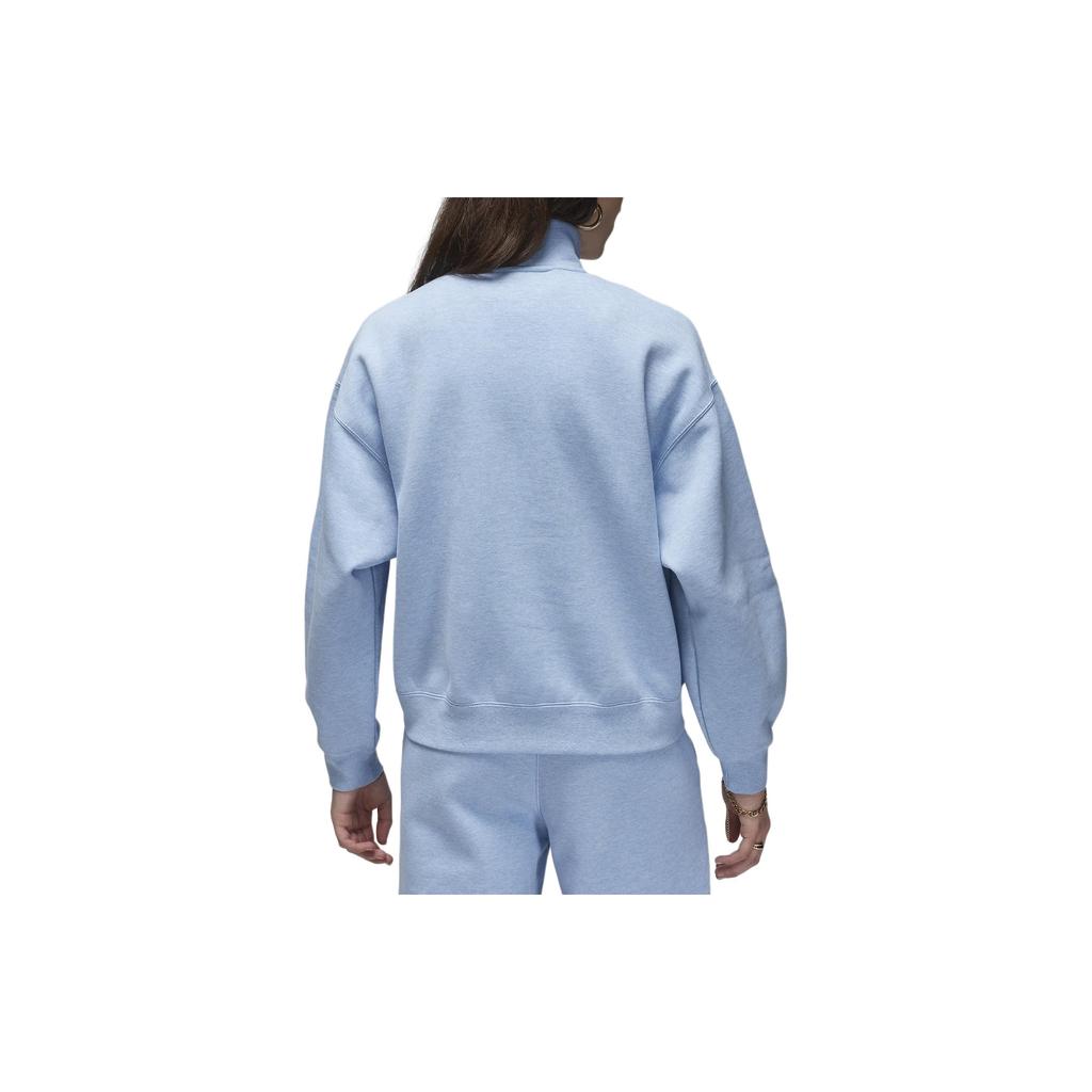 Jordan Solid Color Stand Collar Half-Zip Sweatshirt Women Tops Blue Gray FD7222-436