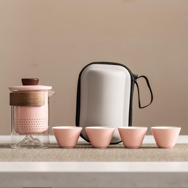 High-end travel tea set Portable anti-scalding hand grab glass teapot Kuaike cup Kung Fu souvenir business gift