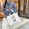 Cute kitten embroidered handbag Korean ins quilted tote bag women's shopping bag mommy bag