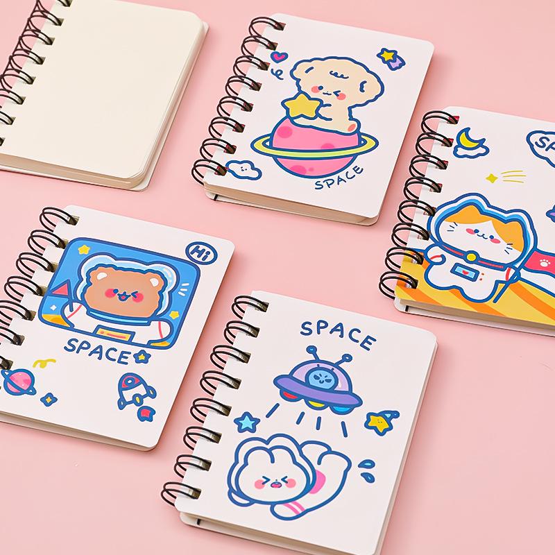 A7 Cute Cartoon Astronaut Pocket Notebook with Sticky Notes
