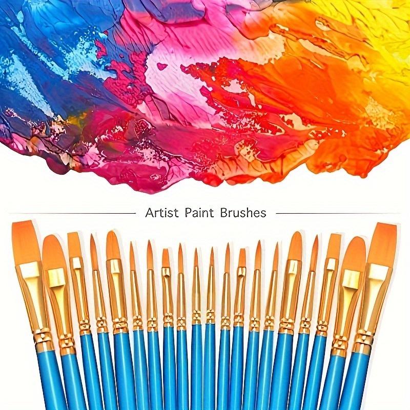 1set, Artist Paint Brush Set - Nylon Fur, for Acrylic, Oil Painting, Watercolor, Face, Nail, Detail Painting and Rock Painting.