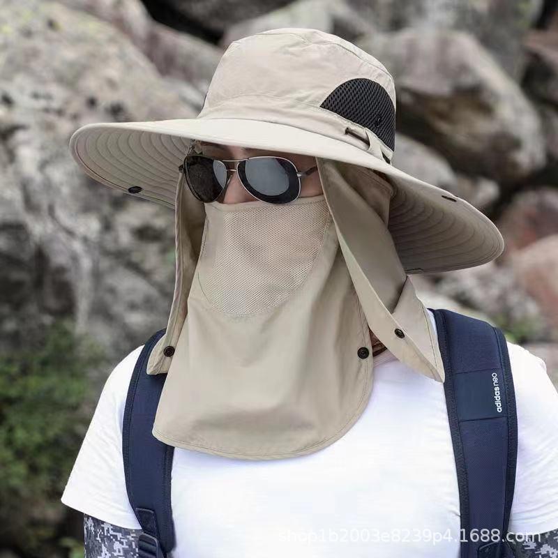 Summer Fishing Cap Breathable Anti-UV Face Cover Neck Protection Beach Cap Adjustable Detachable Sunscreen Hiking Visor Hat