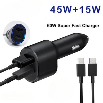 Încărcător auto Usb 60w Încărcare super rapidă 45w 15w 2 porturi USB C PD încărcător auto pentru Galaxy S24 Ultra S23 S22 Note 20 A53 M54