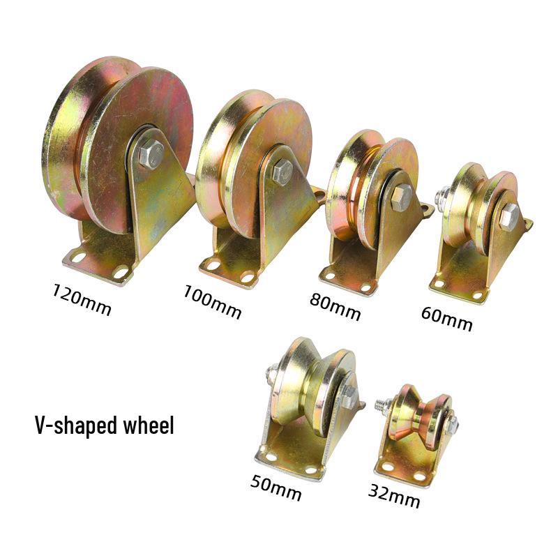 V, U, and H-Type Track Pulleys: Sliding Door V-Groove Wheels with Bracket