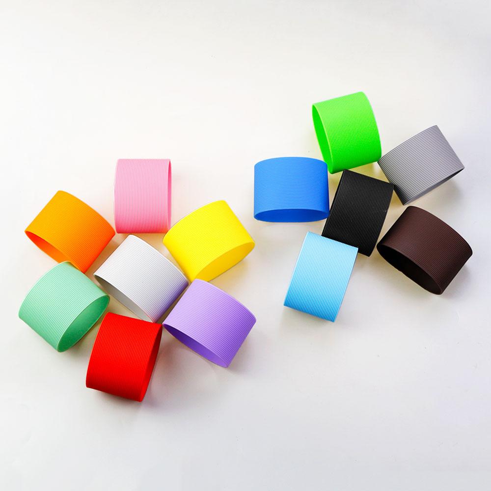SW 16 Colors 7.0CM Silicone Cup Cover Stripes Non-slip Heat  For Glass Cup Sleeve 70MM Insulated Water Bottle Cup Sleeve