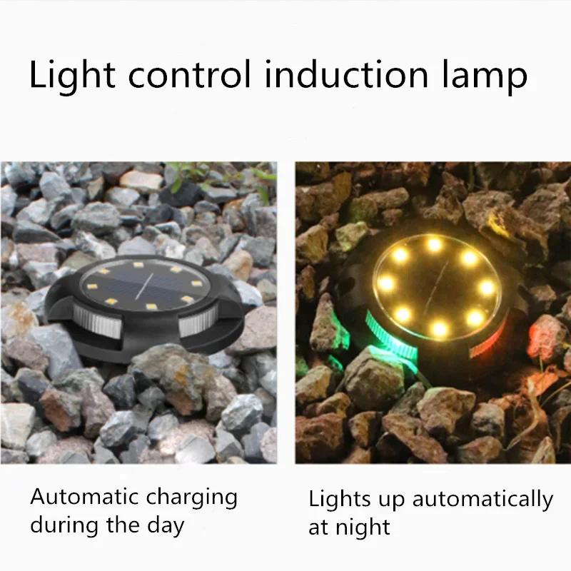 4PCS 12LED Solar Power Disk Light Outdoor Garden Solar Underground Light Deck Light Spotlight Buried Solar LED Lamp Garden Decor