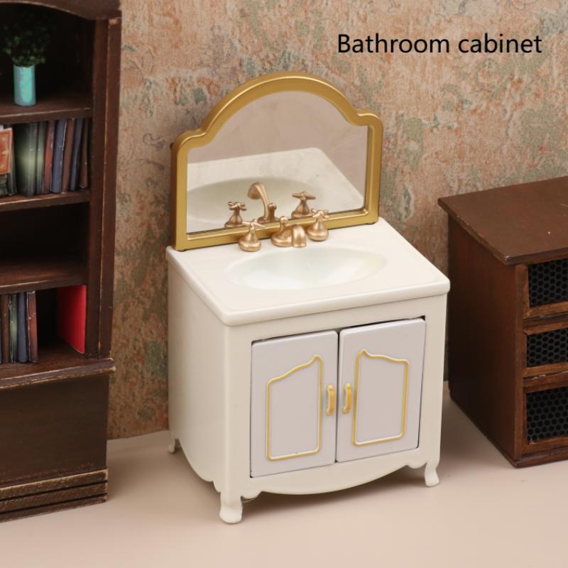 1/12 Dollhouse Simulation Bathtub Toilet Wash Basin Cabinet Model Dollhouse Bathroom Furniture Decoration Doll House Accessories