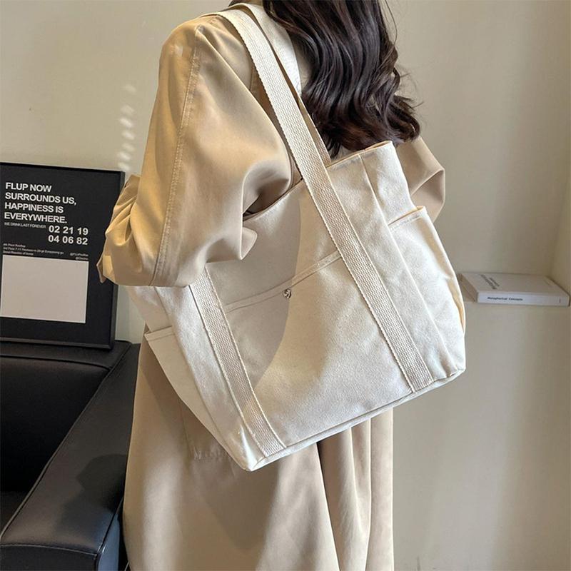 

Large Capacity Tote Canvas Bag Versatile Artistic Shoulder Bag For Work чёрный