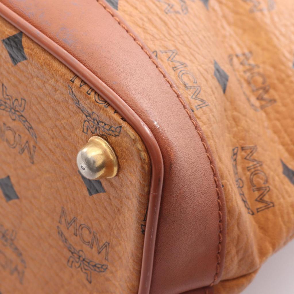 Used MCM Vicetos Handbag Leather Brown Used Women