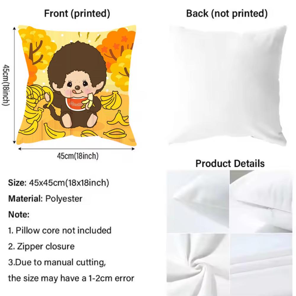 M-MonchhIChisS Cartoon Cushion Cover Pattern Printed Pillowcase for Living Room Sofa Cushion Cover & Bedroom Decor