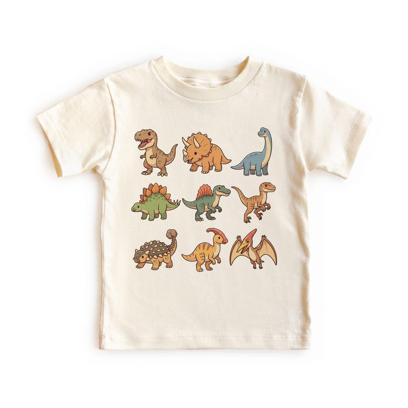 Dinosaurs In A Row: T-Rex, Stegosaurus, Velociraptor, Brachiosaurus Toddler, Adult, Youth T-Shirt 160
