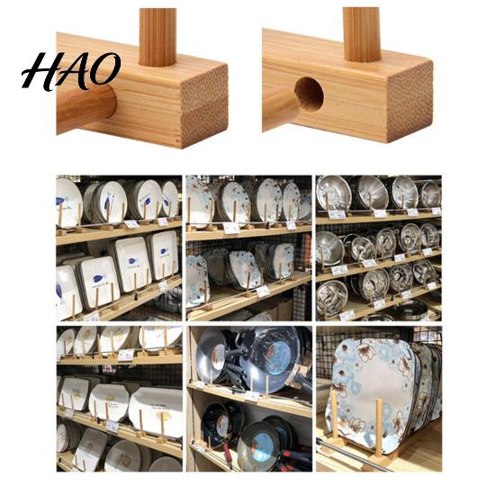 Cabinet Tableware Organizer Kitchen Storage Rack Bamboo Anti-skid Plate Pot Lid Dish Laptop Bowl Drying Holder Organization Cutting Board Drainage