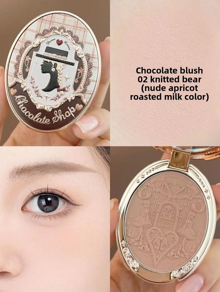 FlowerKnow Unicorn Strawberry Rococo Embossed Blush & Contouring Palette, Highlighter & Multi-Use Cream Blush