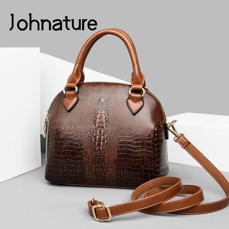 

Johnature роскошная сумка модная женская сумка из кожи аллигатора сумки на плечо для отдыха большая вместительная женская сумка-мессенджер