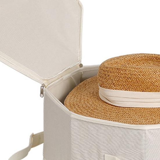 Hat Box with Adjustable Shoulder Strap Zipper Closure Large Capacity Men Women Hat Storage Bag Foldable Portable Hat Organizer