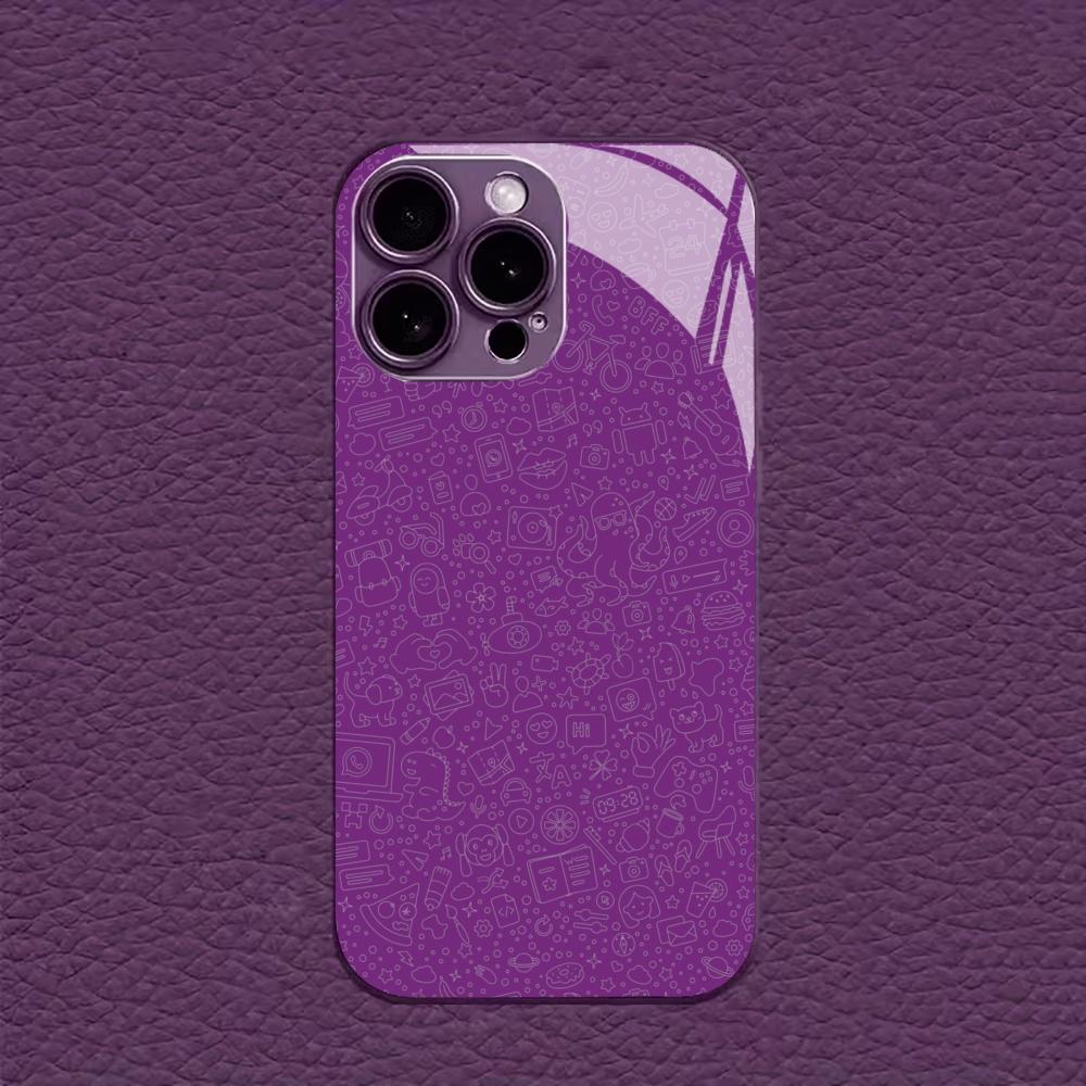 Purple White Line Art Doodle for coque iphone for iphone 17 case Fashion Case fundas Glass for iPhone 17 16 15 14 13 pm Pro Plus