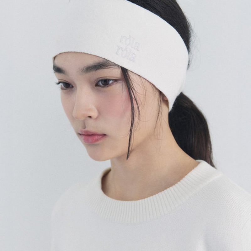 ROLAROLA NUBASIC LOGO STRICK-HAARBAND ELFENBEIN