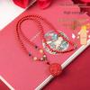 Auspicious Eight Treasures Lotus Cinnabar Pendant Necklace - High-Grade Original Design