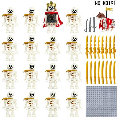 16 Stück Mittelalterliche Skelett Legion König Soldat Minifigur Baustein Spielzeug