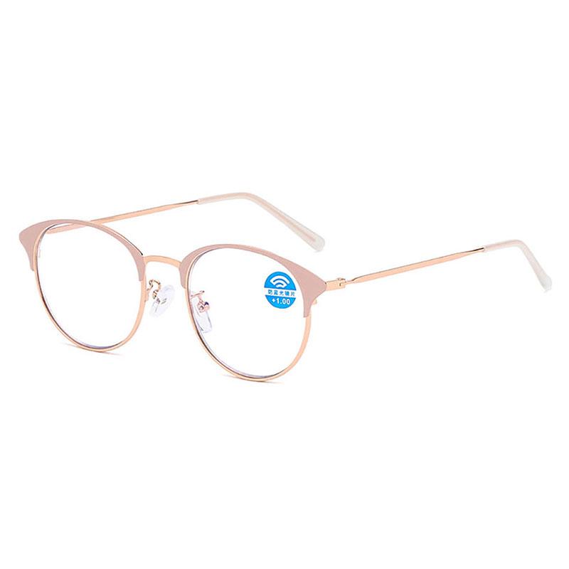 

+1.0+1.5+2.0+2.5 To +4.0 Round Retro Pink Reading Glasses Anti Blue Light Presbyopic Ultralight High Quality Eyeglasses +1.0