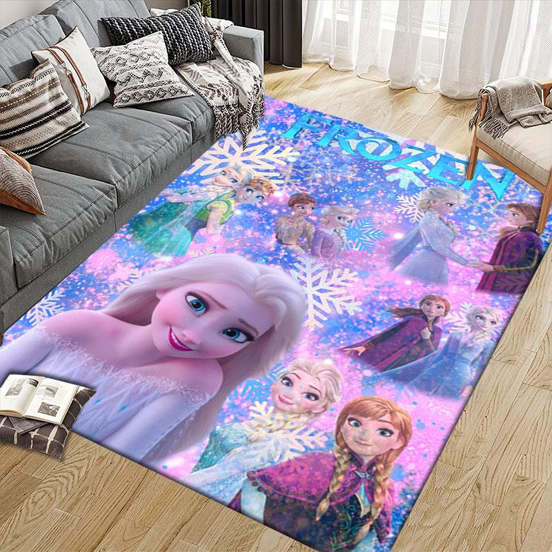 Elsa Queen cartoon pattern rug, Frozen theme, suitable for home, bedroom, bedside rug, and bathroom mat.