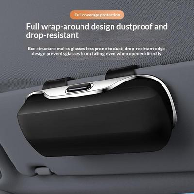 Schalter Druck Auto Brillenbox Sonnenblende Brillenhalter Innen Weicher Stoff Kratzfest Stoßfest Brillen Aufbewahrungskoffer