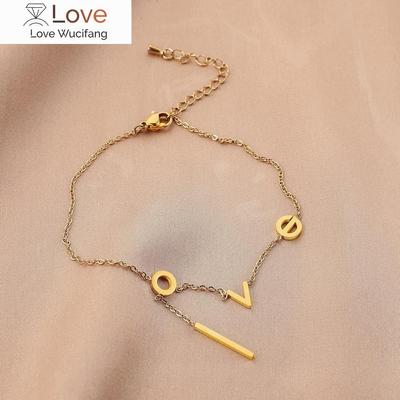 Edelstahl Goldfarben Buchstaben Love Kette Fußkettchen Mode Quasten Fußkettchen De Cheville Für Frauen Party Schmuck