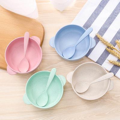 Wheat Straw Bowls Tableware Breakfast Cereal Bowl Spoon Food Container for Kids Salad Ramen Soup Bowl Family Kitchen Accessories