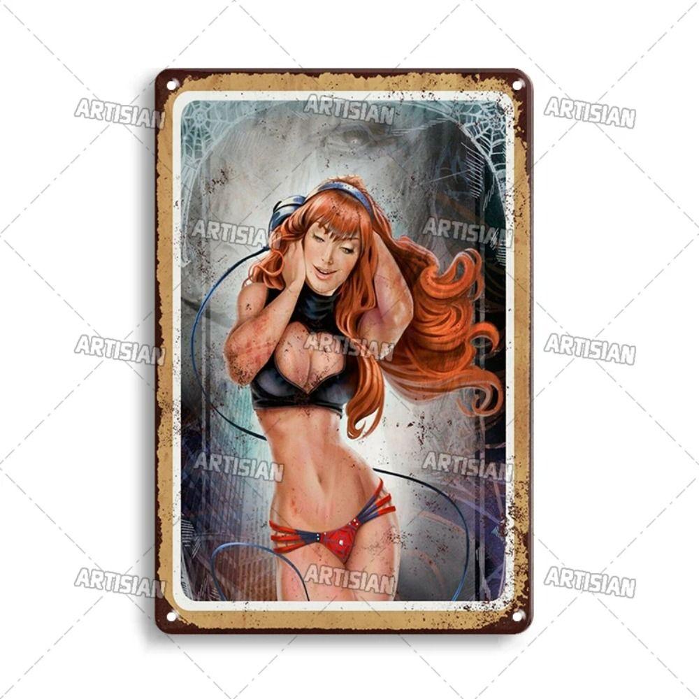 Pin-Up Girl Retro Metal Wall Sign 30x20cm