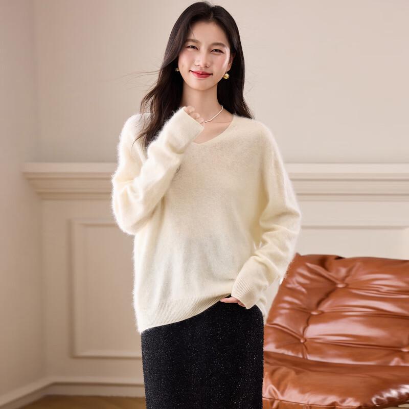 Women's Cashmere Blend V-Neck Knit Sweater