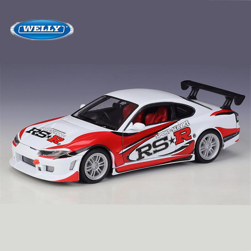 Welly 1/24 Nissan Silvia S15 RSR Alloy Sports Car Model Diecasts Metal Track Racing Car Vehicles Model Simulation Kids Toys Gift