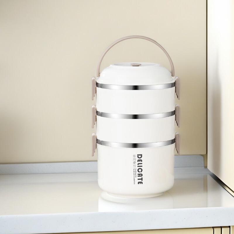 ZISIZ 316L Stainless Steel 2.4L 3-Layer Portable Lunch Box