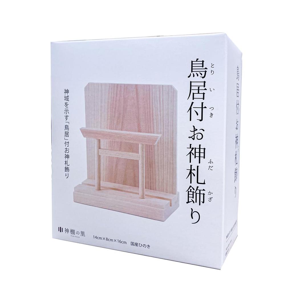Shinto Altar Stand, Made of Japanese Cypress, Easy To Set Up, with Torii Gate, Small Size, Natural, No Drilling Required, Suitable for Rental Properti