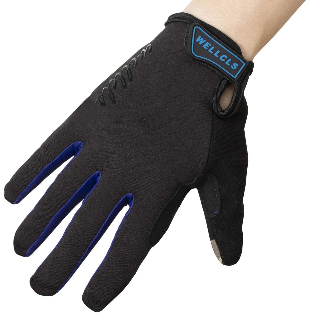 Wellcls Cycling Full Bicycle Gloves for Men and Unisex for Cycling and Road Bikes Size Gloves, Finger, Women, (Blue, M)
