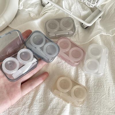 Ins Minimalist Transparent Contact Lens Box Women Travel Colored Contacts Companion Box Contact Lenses Case with Tweezers