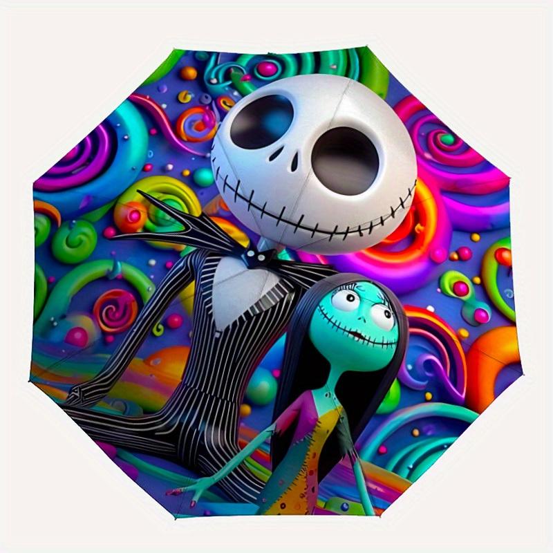 1pc Jack Skellington and Sally Automatic Umbrella | Portable Foldable 8-Rib Manual Open, Casual Accessory, Durable Canopy yy250823030