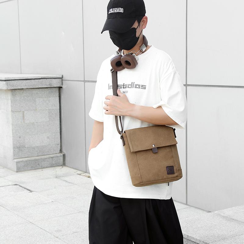 Men's Canvas Crossbody Bag Multifunctional Lightweight Shoulder Bag