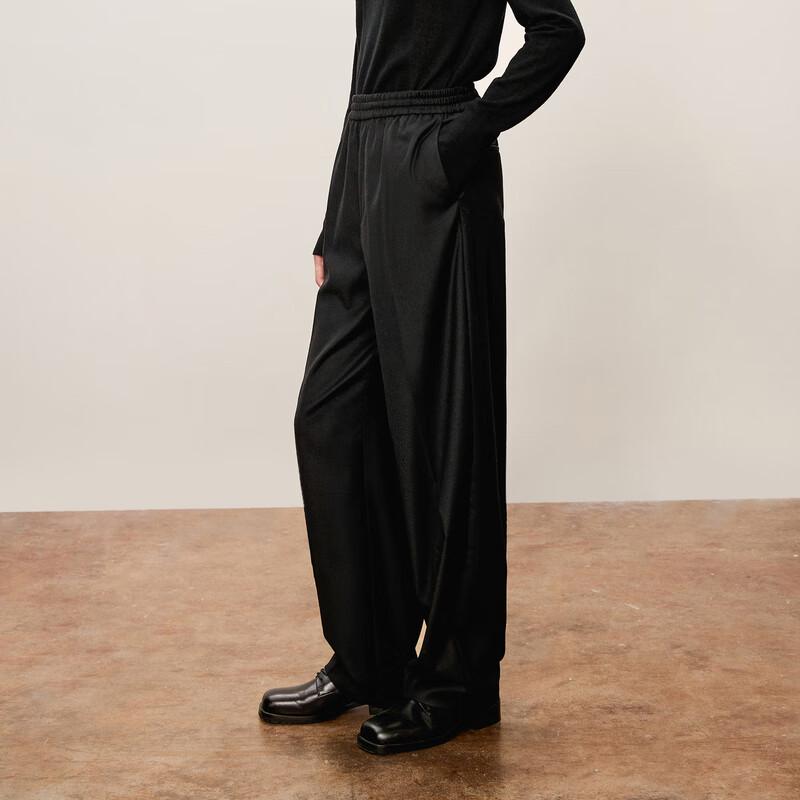 LESS 2024 Autumn Loose Lamb Wool Wide-leg Pants