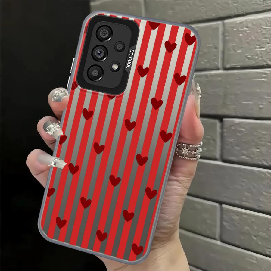Case for Samsung Galaxy A12 A26 A13 A14 A17 A20s A31 A24 A25 A21s A23 A34 A15 A16 A35 Phone Cover Stripe Love Heart