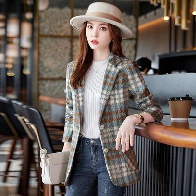 Karierter High-End Anzugsakko für Damen in Petite - Herbst/Winter 2025 Lässiger Stil.