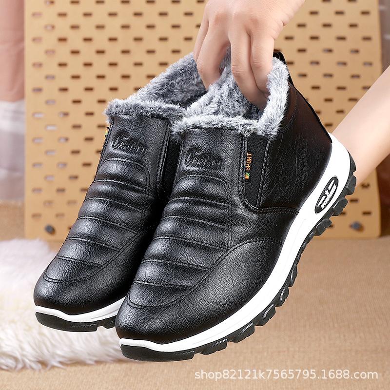 Winter men s leather cotton boots soft sole non-slip leather surface waterproof velvet warm elderly cotton shoes 39 2678₽