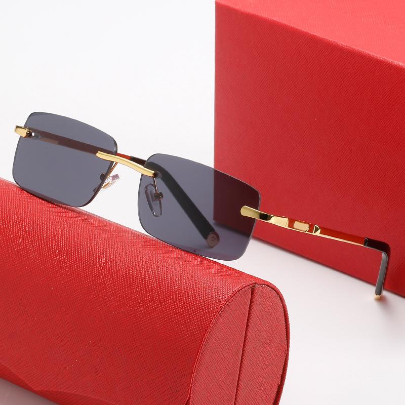 Metal Frame Glasses Fashionable Square Rimless Sunglasses Fashion Glasses Uv400 Designer Sunglasses For Travel Cycling Work