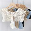 Women Solid Shirts Blouse Sweaters Detachable Collars Shawls Hollow Neckerchief Decoration Fake Collar Tie Scarf Accessories