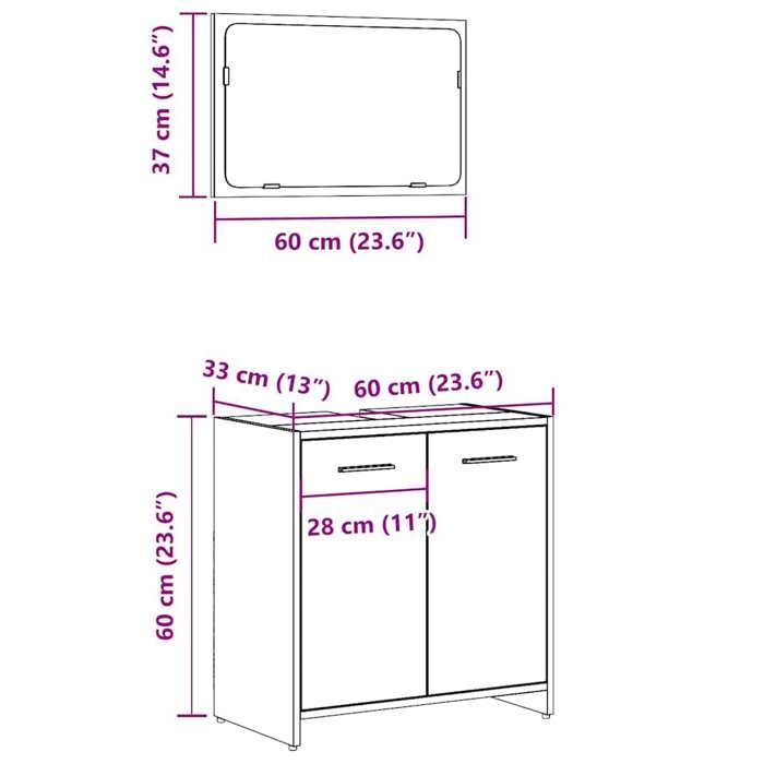 VidaXL Armoire de salle de bain et miroir vieux bois bois d'ingénierie, miroir de courtoisie, armoire de salle de bain, 856042