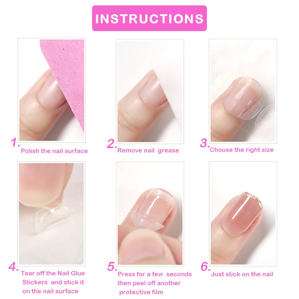 New Style Double-Sided Nail Adhesive Stickers Breathable Transparent Bendable Fake Nail Glue Fake Nail Tips for Women and Girls