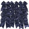 12Pcs 7.5' Bling Sparkly Glitter Sequins Pigtail Bows for Kid Girls Large Cheerleading Bows Ponytail Holder Elastic Hair Ties